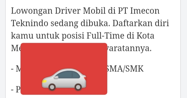 Lowongan Driver PT Imecon Teknindo Kota Medan